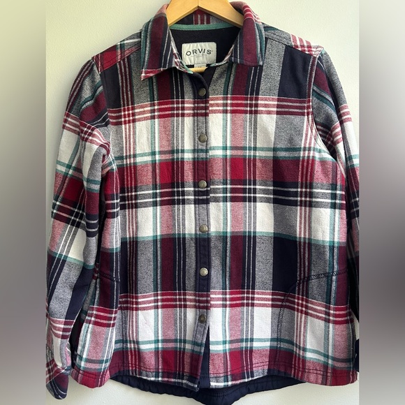 ORVIS womens size  large fleece lined button down flannel pinnacle top - Picture 4 of 9